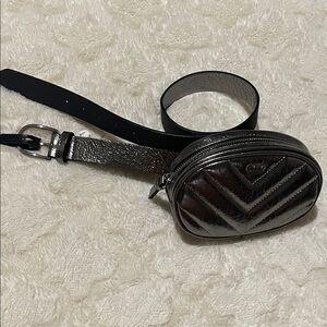 DKNY Silver Chevron Belt Bag